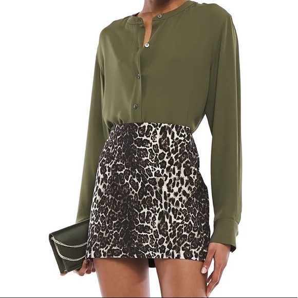 Alice + Olivia Leopard Print Mini Skirt in Brown and Cream - Picture 2 of 12